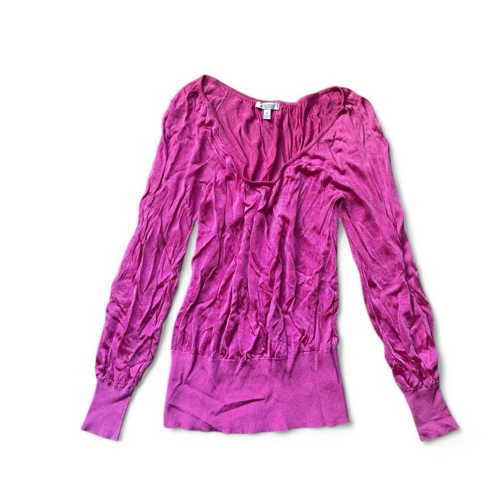 Y2K Wrinkled Long-Sleeve Cache Top in pink